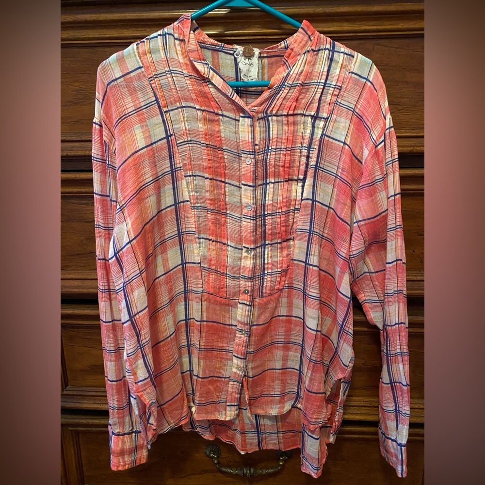 Free People small long sleeve plaid shirt